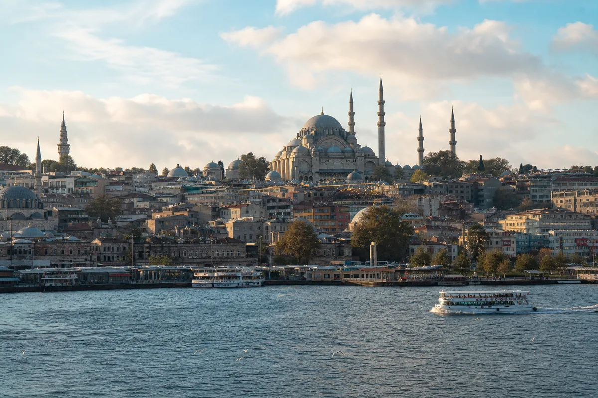 Istanbul mosque skyline beside the Bosphorus