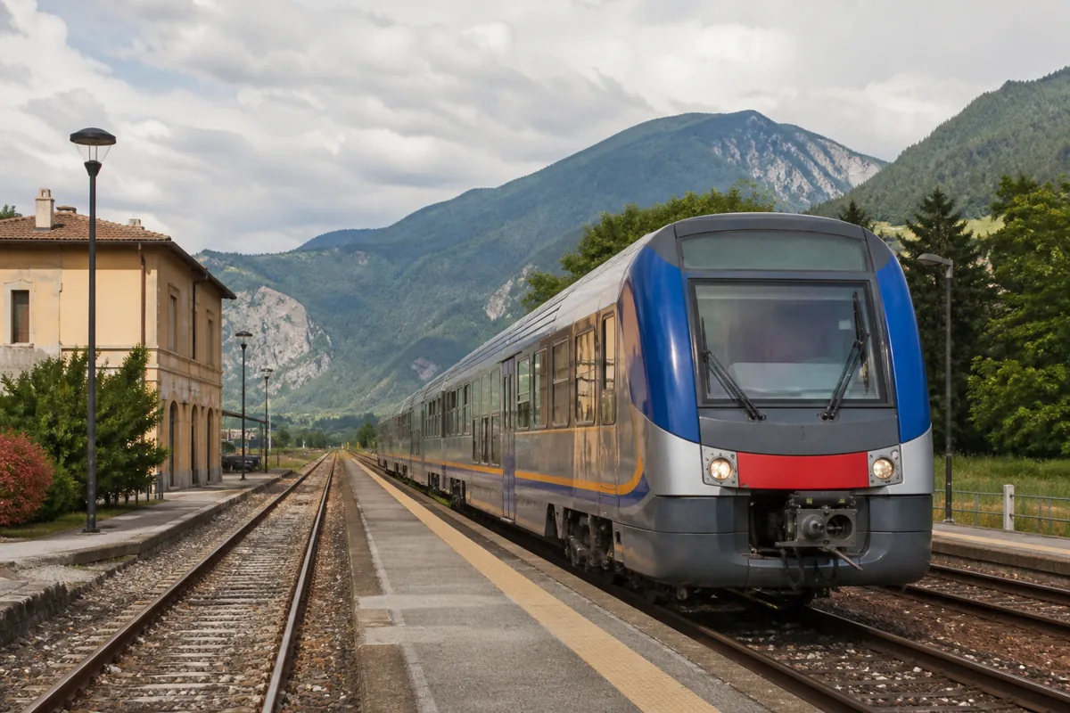 Italian regional train travel scene