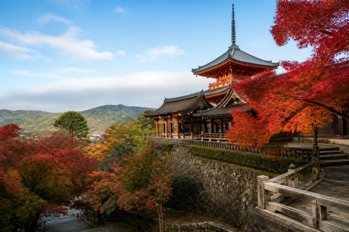 Kyoto temple and seasonal scenery